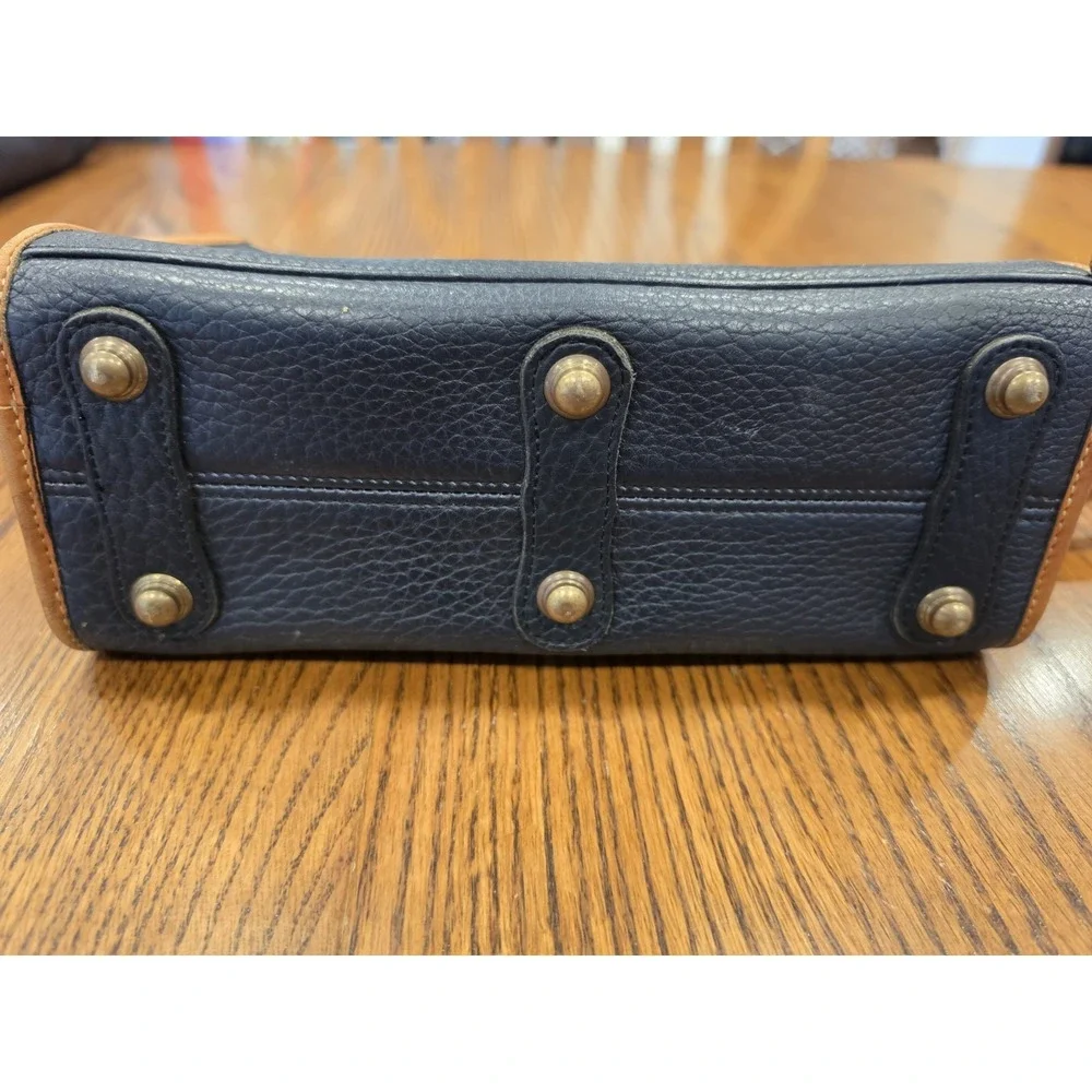 Vintage Dooney & Bourke All Weather Leather Essex Handbag USA Pebbled Navy